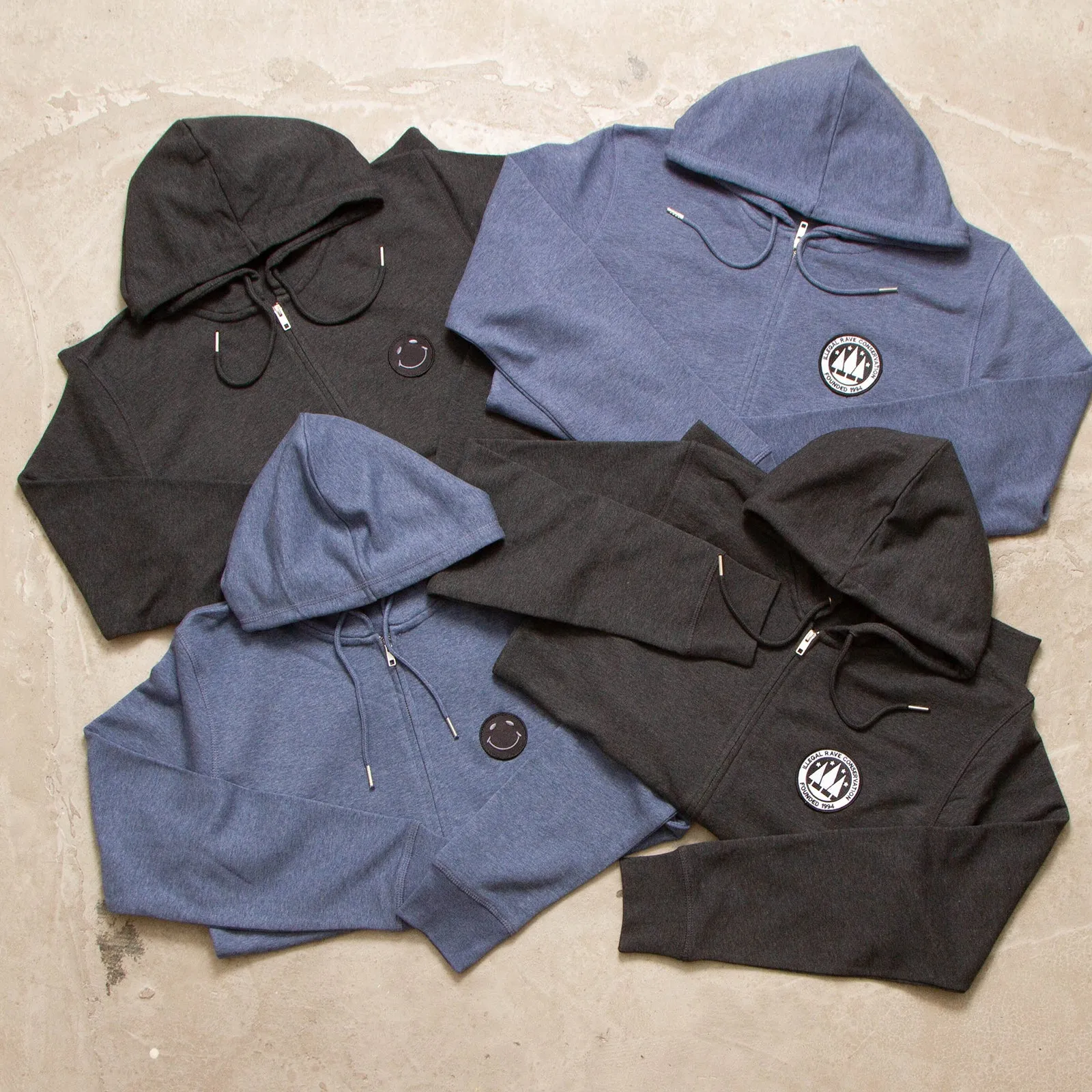 Illegal Rave Conservation Crest - Zipped Hood - Blue
