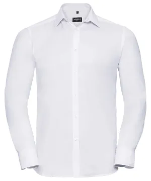 Long sleeve herringbone shirt | White