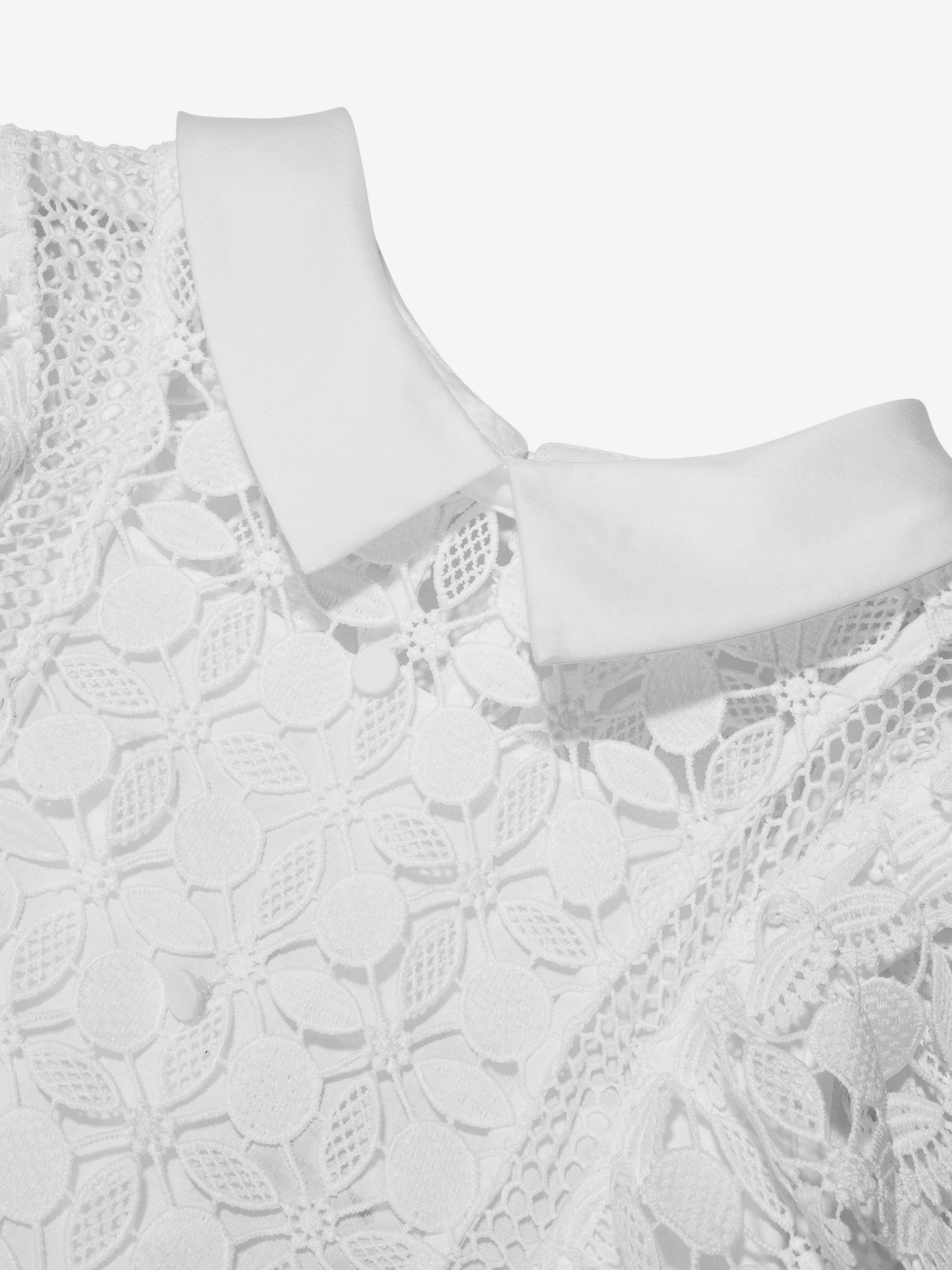 Self Portrait Girls Lace Mini Dress in White