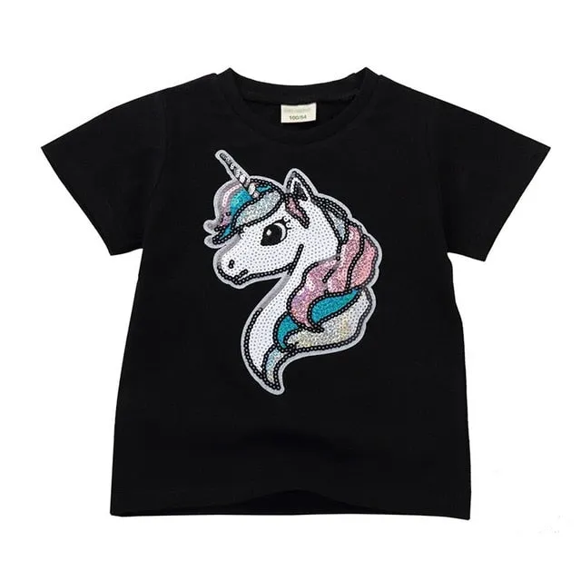 Summer Chic Casual Reversible Cotton Print T-shirt For Kids