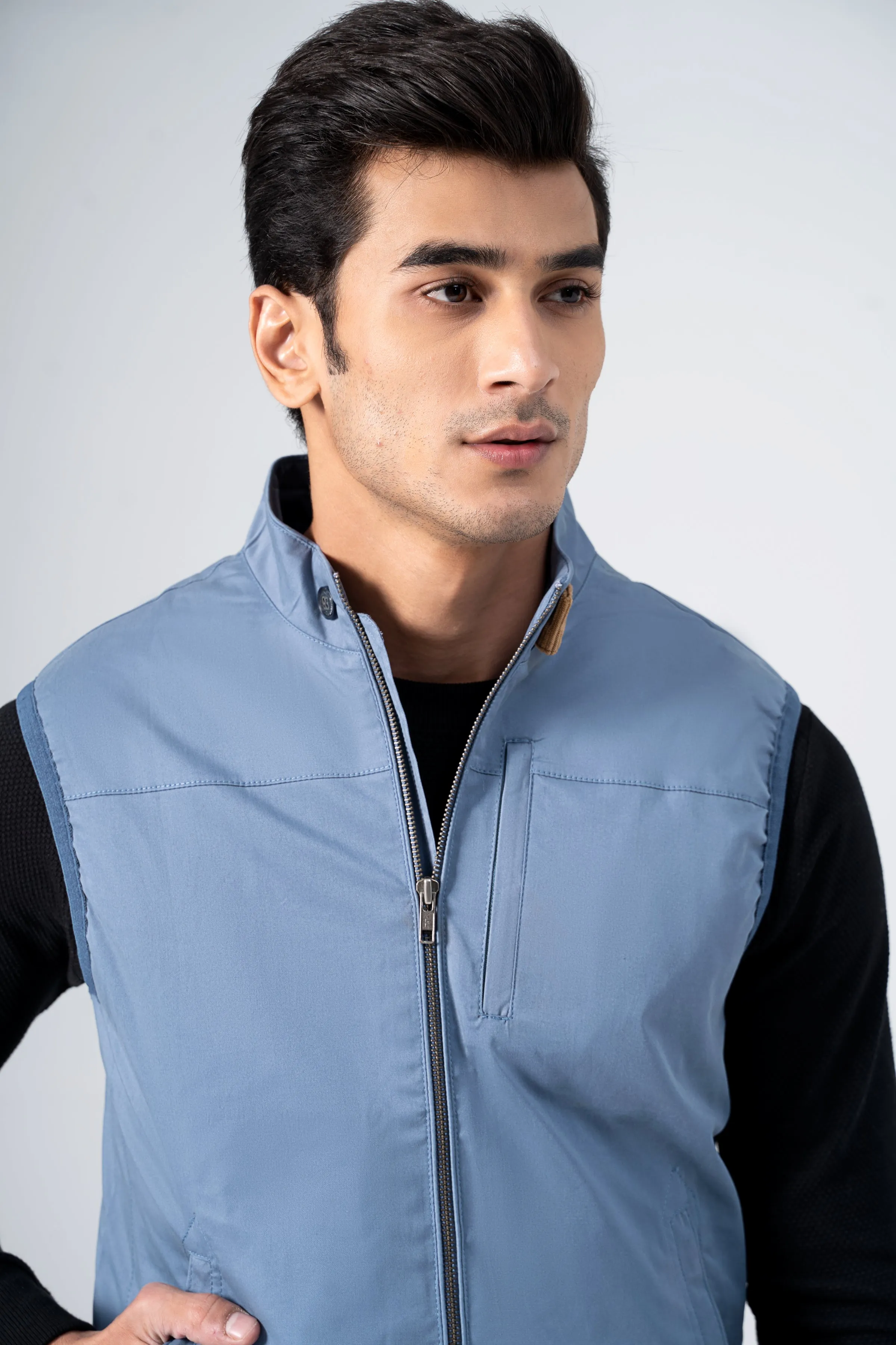 Wadded Cotton Jacket Greyish Blue
